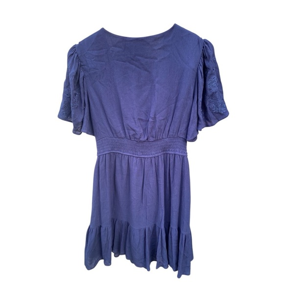 Blue Rain Navy Embroidered Flower Sleeves Dress I Size: M - Picture 6 of 8